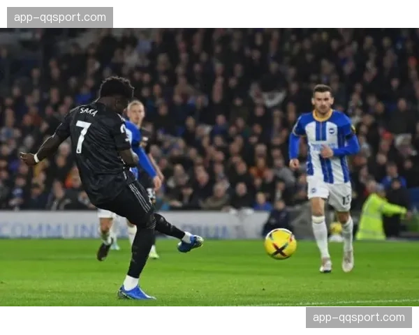 “布莱顿0-2阿森纳，萨卡与马丁内利分居两翼，合力创造7次绝对得分机会”